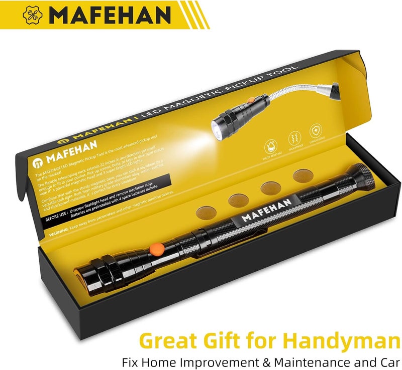 MAFEHAN Telescoping Magnetic Pickup Tool with Extendable Flashlight, Unique Mens Gifts for Dad, Husband, Grandpa & Boyfriend – Christmas Gifts, Stocking Stuffers, White Elephant Gifts - Image 2